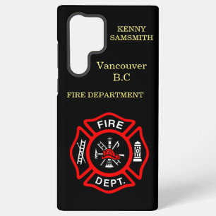 Logo der Feuerwehr Schwarzes und Rotes Abzeichen Samsung Galaxy Hülle