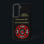 Logo der Feuerwehr Schwarzes und Rotes Abzeichen Samsung Galaxy Hülle<br><div class="desc">Brandabteilung Logo Schwarz und Rot Abzeichen mit Brandketten und Leiter. Ideal für Feuerwehrleute und erste Befragte. Personalisieren Sie Ihre Zuhause mit Ihrem Namen und Ihrer Abteilung und mehr.monogram</div>
