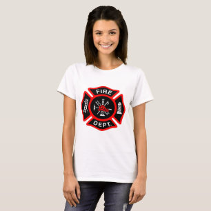 Logo der Feuerwehr Schwarzes und Rotes Abzeichen T-Shirt