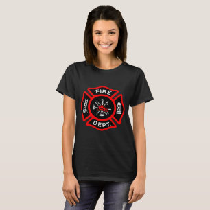 Logo der Feuerwehr Schwarzes und Rotes Abzeichen T-Shirt