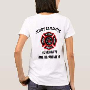 Logo der Feuerwehr Schwarzes und Rotes Abzeichen T-Shirt