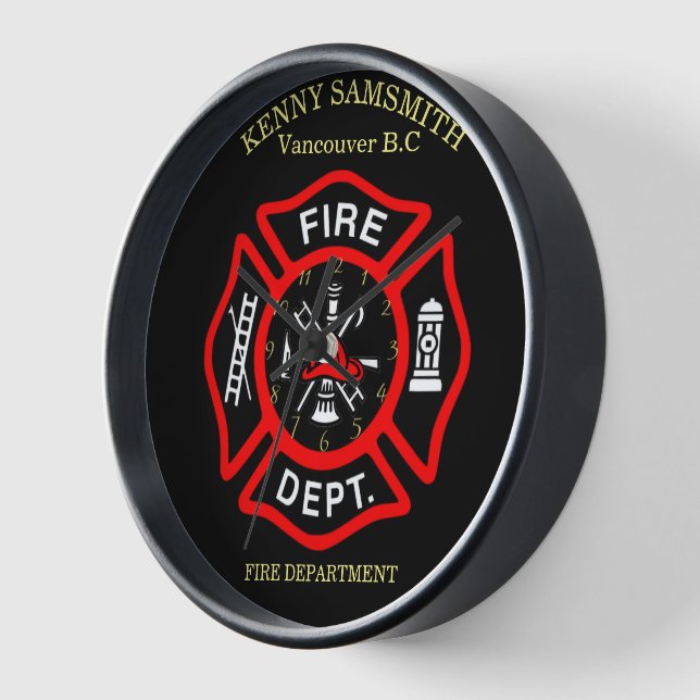 Logo der Feuerwehr Schwarzes und Rotes Abzeichen Uhr (Winkel)