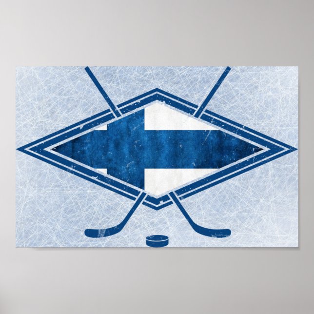 Logo der finnischen Hockey-Flagge Suomi Poster (Vorne)