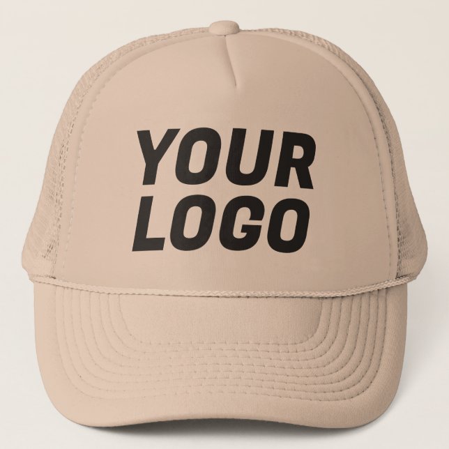 Logo der Firma "CUSTOMIZABLE Khaki & Black" Truckerkappe (Vorderseite)
