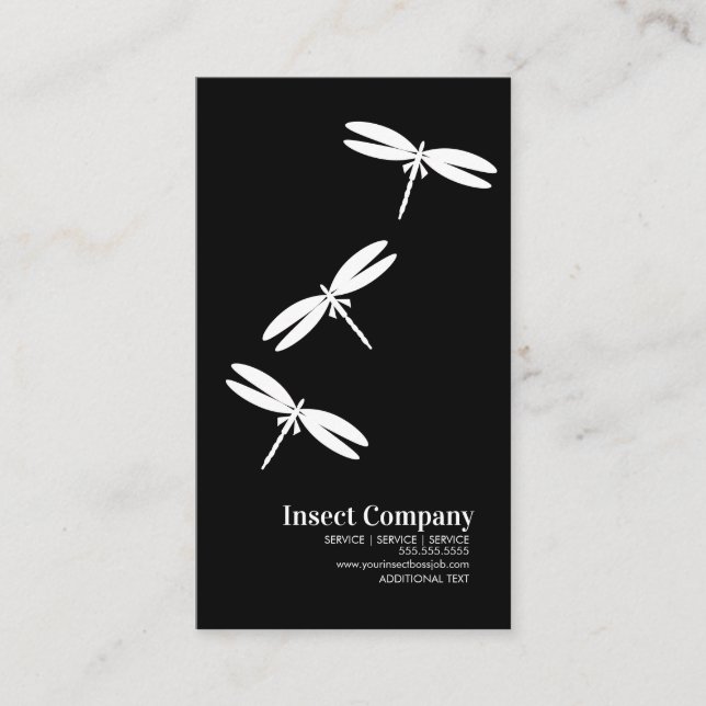 Logo der Firma Dragonfly Pest Kontrolle Schwarz-we Visitenkarte (Vorderseite)