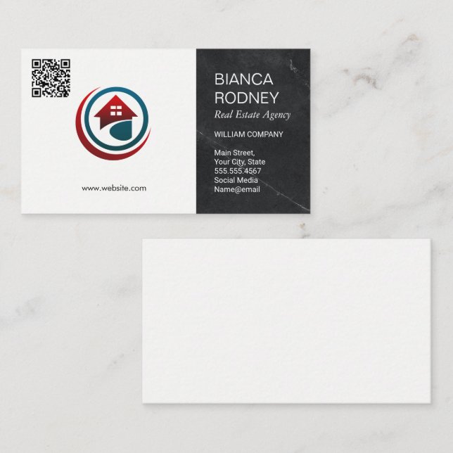 Logo der Immobilienagentur | QR-Code Visitenkarte (Vorne/Hinten)