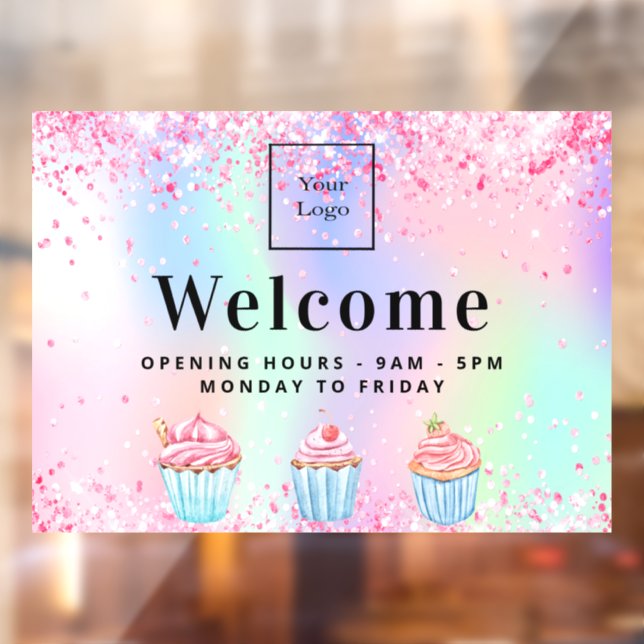 Logo der Konditorei zur Begrüßung holografisch Fensteraufkleber (Blatt 2)