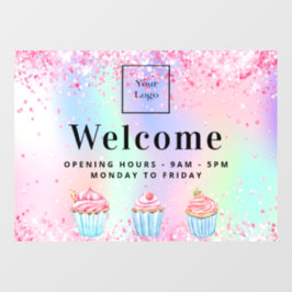 Logo der Konditorei zur Begrüßung holografisch Fensteraufkleber