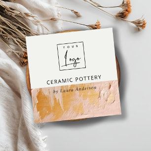 Logo der Künstlerin Bush Pink Gold Oil Paint Textu Quadratische Visitenkarte