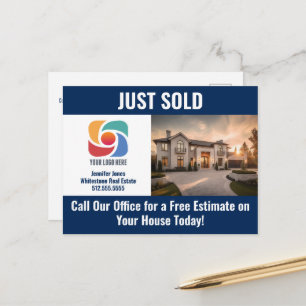 Logo der Navy Blue Just Sold Immobilienfirma Postkarte