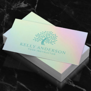 Logo der Pastel Holographic Yoga Instructor Tree Visitenkarte