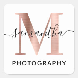 Logo der Rose Gold M Monogram Quadratischer Aufkleber