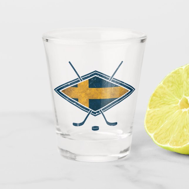 Logo der schwedischen Eishockey-Flagge Schnapsglas (Vorderseite)