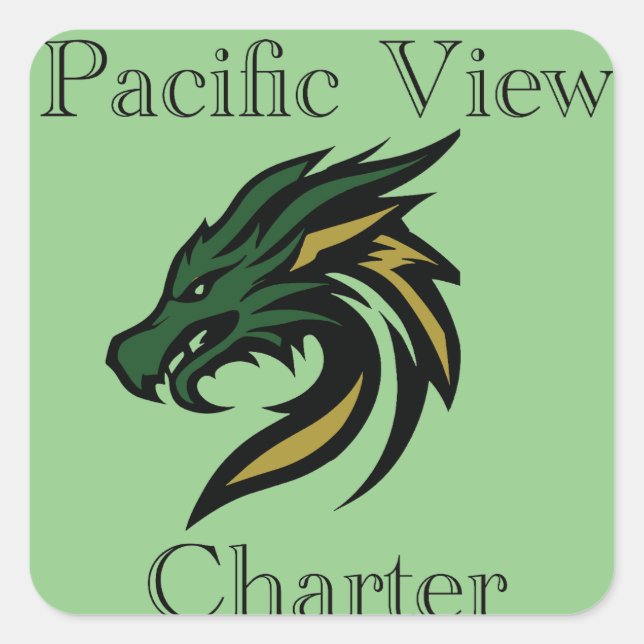 Logo der Square Pacific View Charter - Titel Quadratischer Aufkleber (Vorderseite)