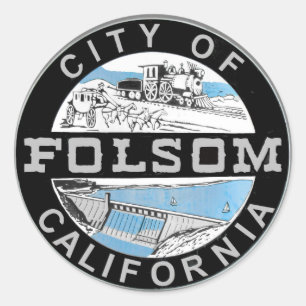 Logo der Stadt der Folsom-Grafik: Grafische Versio Runder Aufkleber