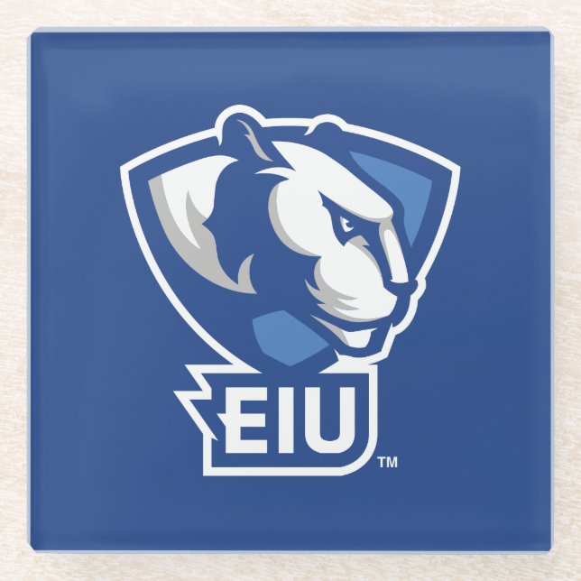 Logo der University Panthers von Eastern Illinois Glasuntersetzer (Vorderseite)