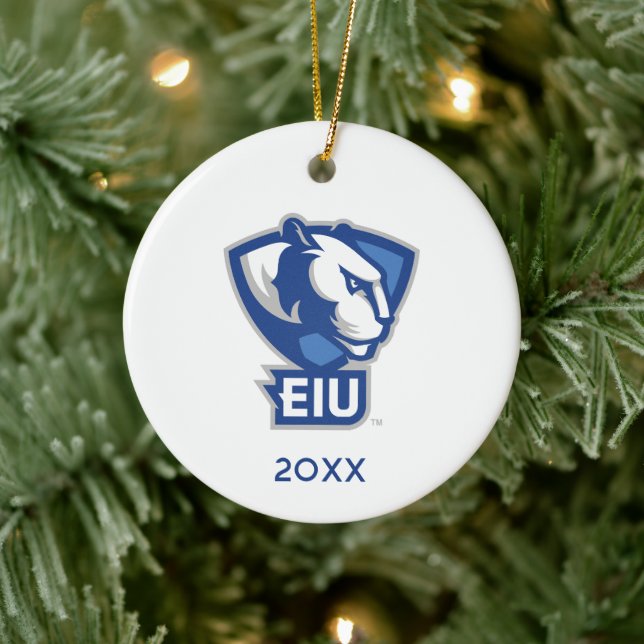 Logo der University Panthers von Eastern Illinois Keramik Ornament (Baum)
