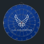 Logo der US Air Force - Blue Dartscheibe<br><div class="desc">Dieses Design zeigt das offizielle U.S. Air Force Logo auf einem auffallend blauen Hintergrund. Stolz,  Hingabe und Service symbolisieren,  ist es eine zeitlose und patriotische Hommage an die United Staaten Air Force und ihre lange Tradition der Exzellenz.</div>