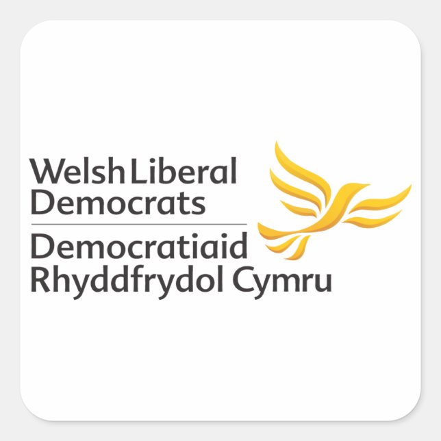 Logo der walisischen Liberaldemokraten - Cymru Quadratischer Aufkleber (Vorderseite)