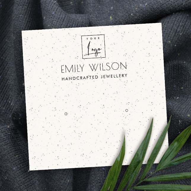 LOGO DER WHITE KERAMIK TEXTURE STUD EARRING DISPLA QUADRATISCHE VISITENKARTE (Von Creator hochgeladen)