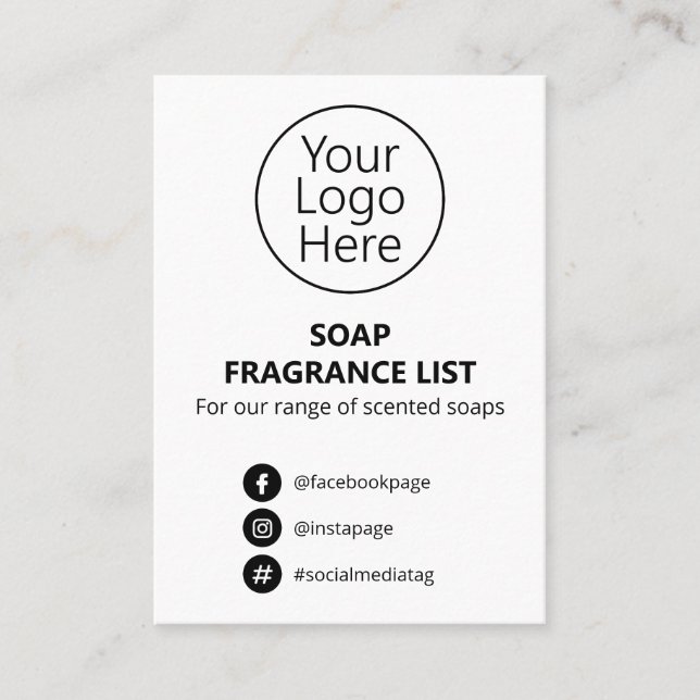 Logo der White Simple Soap Scent List Visitenkarte (Vorderseite)