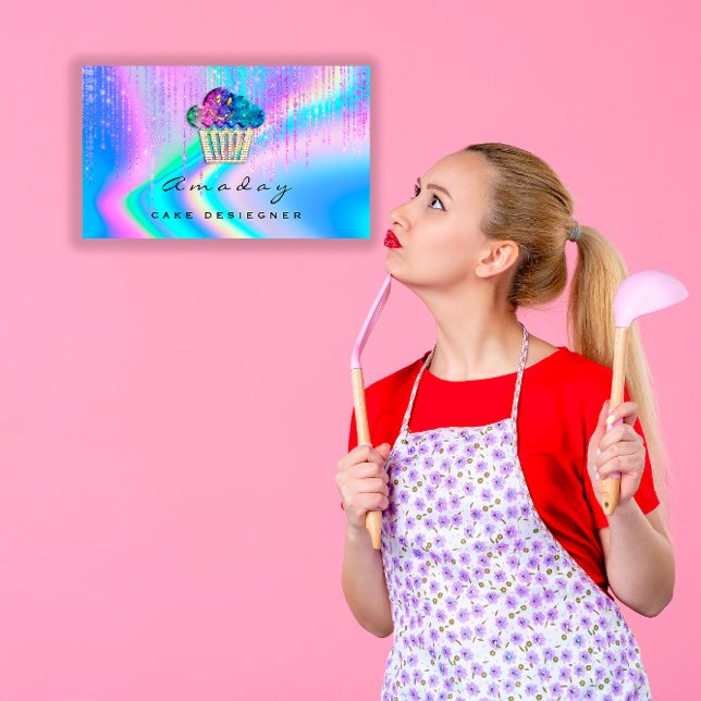 Logo der Zuhause für die holografische Bäckerei Visitenkarte (Holographic Bakery Home Made Cakes Logo Business Card)