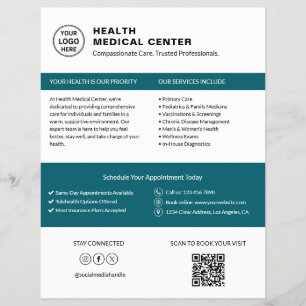 Logo des Arztes der Gesundheitsklinik QR Weiß Türk Flyer