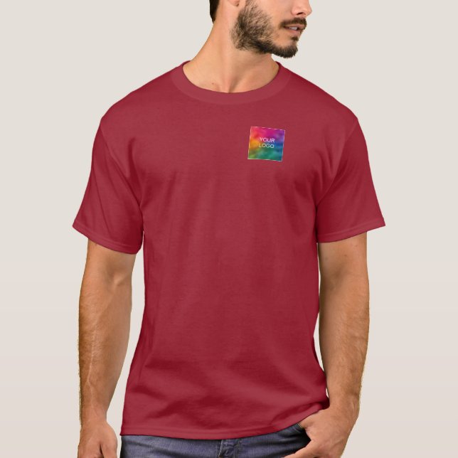 Logo des benutzerdefinierten Maroon Red Add Upload T-Shirt (Vorderseite)