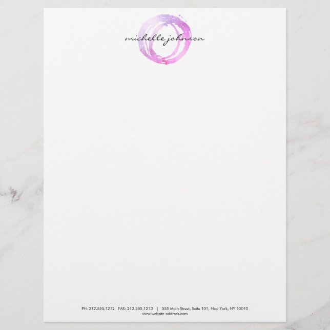 Logo des Designers "Luxe Pink Painted Circle" Briefbogen (Vorderseite)