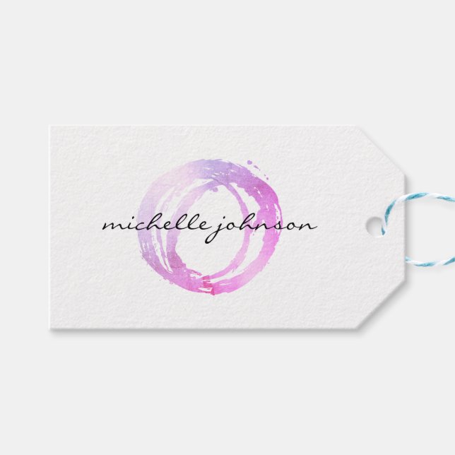 Logo des Designers "Luxe Pink Painted Circle" Geschenkanhänger (Vorderseite (Horizontal))