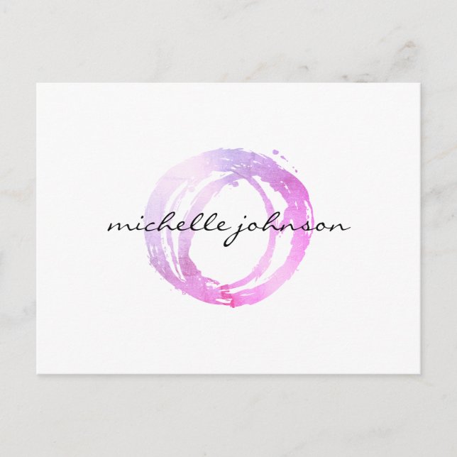 Logo des Designers "Luxe Pink Painted Circle" Postkarte (Vorderseite)