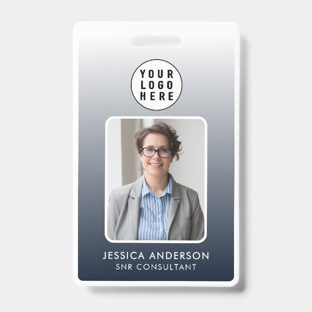 Logo des Employee Pass Foto | Navy Blue Gradient Ausweis (Vorderseite)
