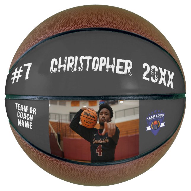 Logo des Foto Player Nummer des Teams grau Basketball (Vorderseite)