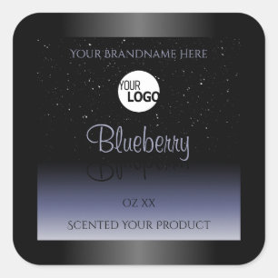 Logo des Glitzer "Black Blue Gradient Product Labe Quadratischer Aufkleber