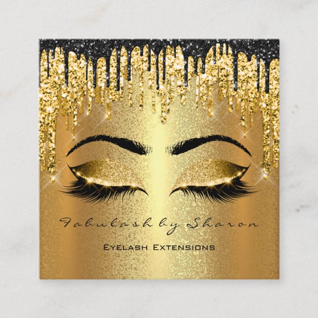 Logo des Glitzer Makeup Artist Lashes Quadratische Visitenkarte (Vorderseite)