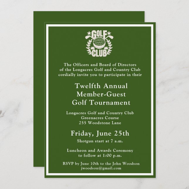 Logo des Golf Club Corporate Tournament Einladung (Vorne/Hinten)