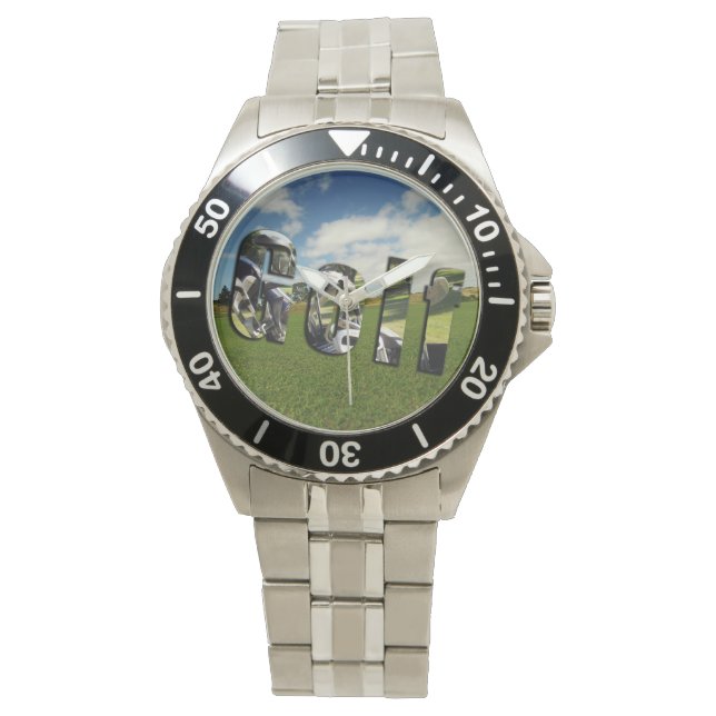 Logo des Golfplatzes, Mens Stainless Steel Watch Armbanduhr (Vorderseite)