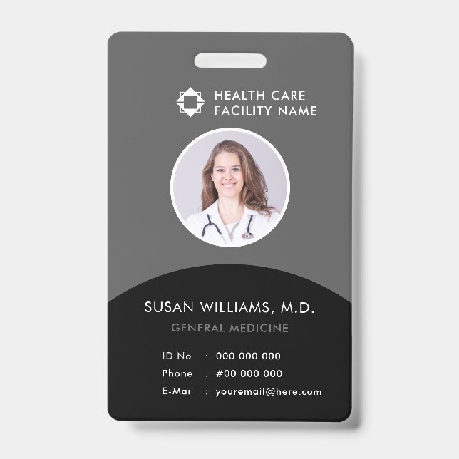 Logo des Grey Black Doctor Foto ID Healthcare Comp Ausweis (Vorderseite)