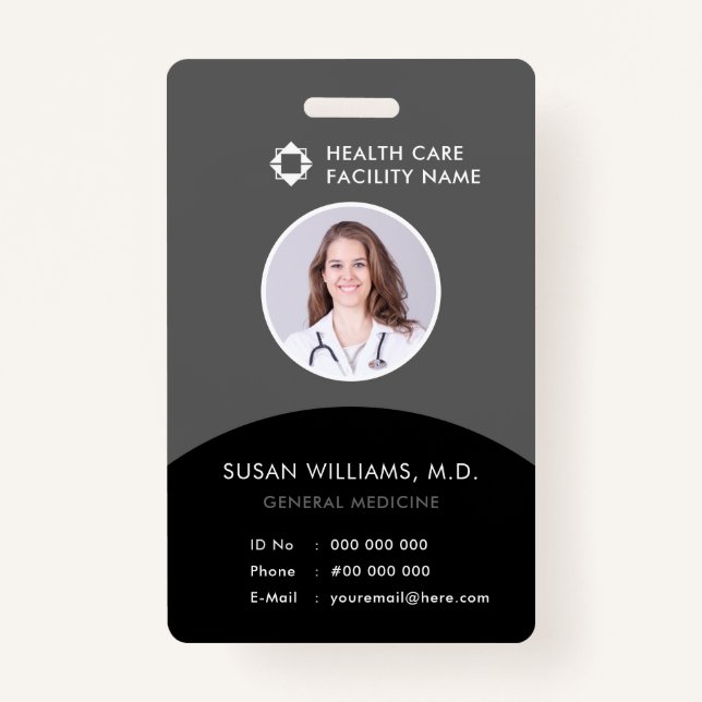 Logo des Grey Black Doctor Foto ID Healthcare Comp Ausweis (Vorderseite)
