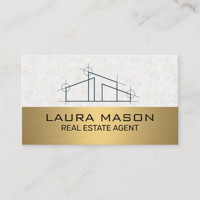Logo des Hauses | Gold Metallic Visitenkarte (Vorderseite)