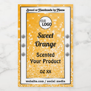 Logo des hellen Orange Sparkle Glitzer Product Lab Lebensmitteletikett
