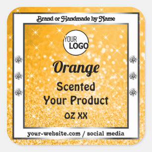 Logo des hellen Orange Sparkle Glitzer Product Lab Quadratischer Aufkleber