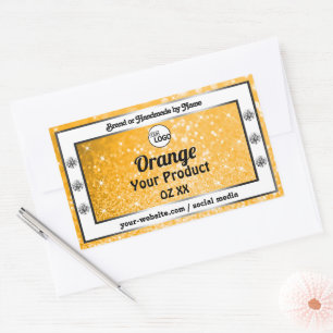 Logo des hellen Orange Sparkle Glitzer Product Lab Rechteckiger Aufkleber