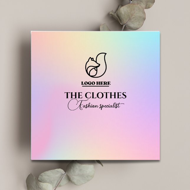 Logo des Holografischen Gradient Qr Code Closing S Quadratische Visitenkarte (Holographic Gradient Qr Code Clothing Store Logo Square Business Card)