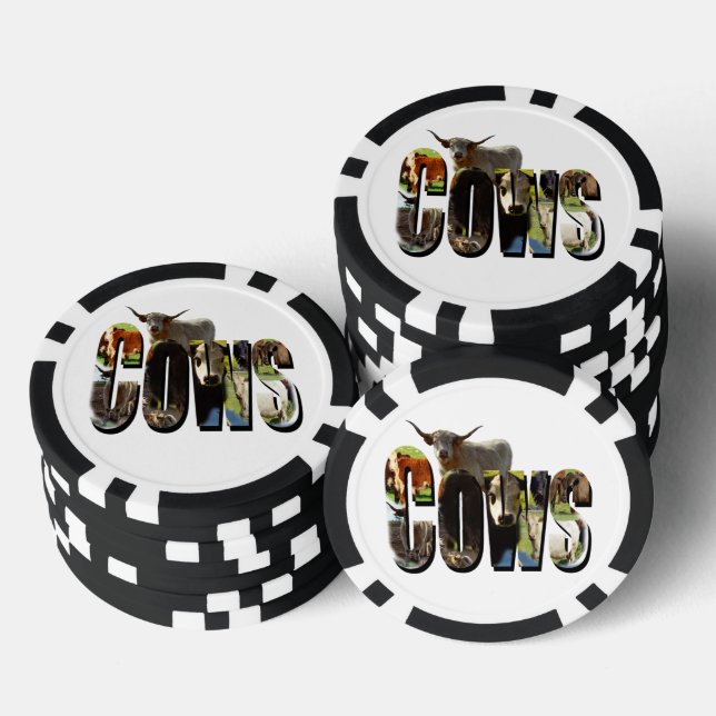Logo des Küchennamens mit Kühen, Pokerchips (Stapel)