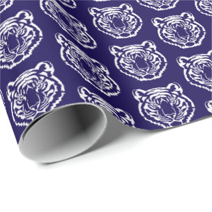 Logo des Navy Blue School Maskottchens Tigers Geschenkpapier