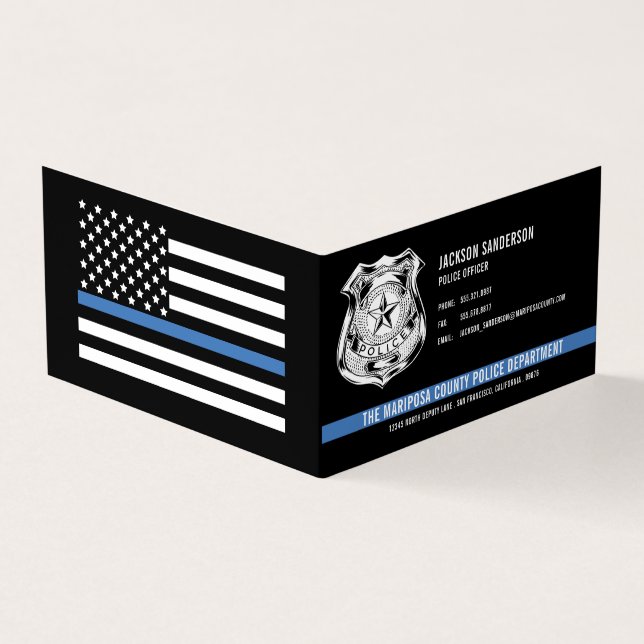Logo des Polizeipräsidiums mit dünner blauer Linie Visitenkarten (Vorderseite)