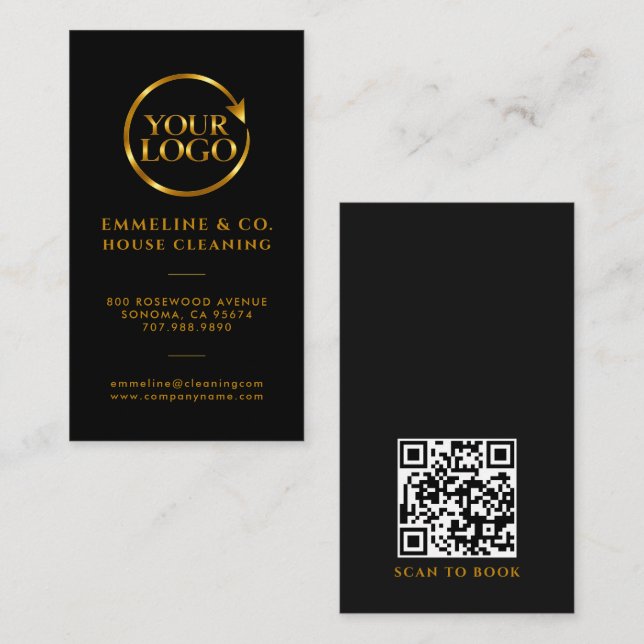Logo des Reinigungsdienstes QR-Code Visitenkarte (Vorne/Hinten)