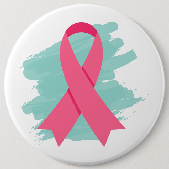 Logo des rosa Bands zur Brustkrebsaufklärung Button (Vorderseite)