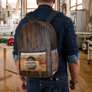 Logo des Rustic Wood Tone Contractor Bedruckter Rucksack
